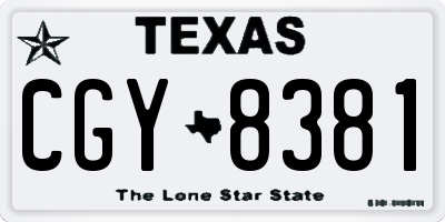 TX license plate CGY8381