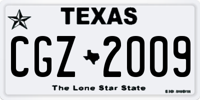 TX license plate CGZ2009