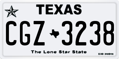 TX license plate CGZ3238