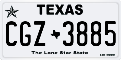 TX license plate CGZ3885