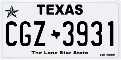 TX license plate CGZ3931