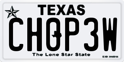 TX license plate CH0P3W