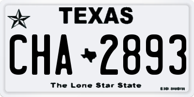 TX license plate CHA2893