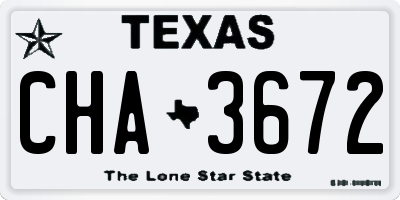 TX license plate CHA3672