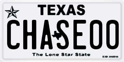 TX license plate CHASE00