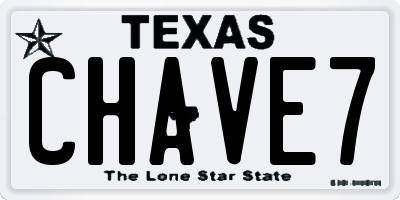 TX license plate CHAVE7