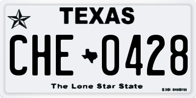 TX license plate CHE0428