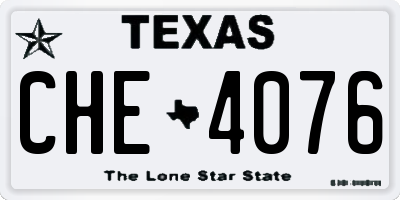 TX license plate CHE4076
