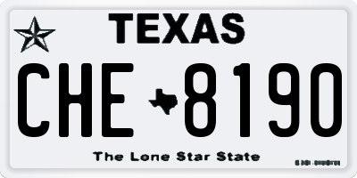 TX license plate CHE8190