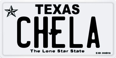 TX license plate CHELA