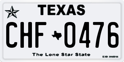 TX license plate CHF0476