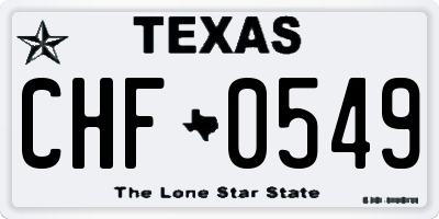 TX license plate CHF0549