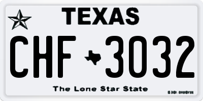 TX license plate CHF3032