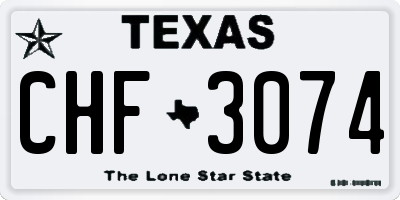 TX license plate CHF3074