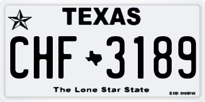 TX license plate CHF3189
