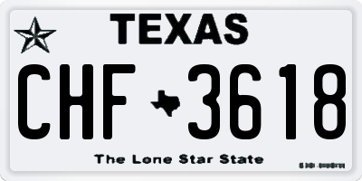 TX license plate CHF3618