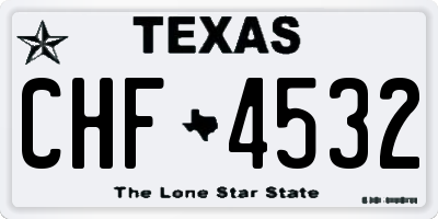 TX license plate CHF4532