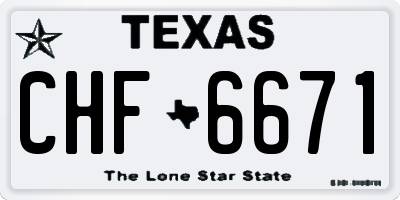 TX license plate CHF6671