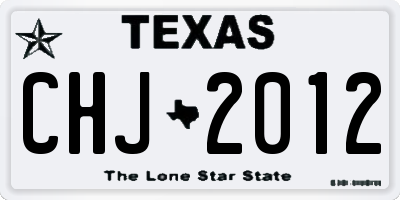 TX license plate CHJ2012