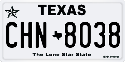 TX license plate CHN8038