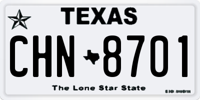 TX license plate CHN8701