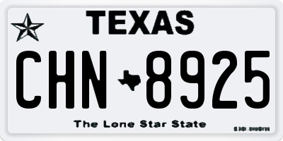 TX license plate CHN8925