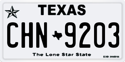 TX license plate CHN9203