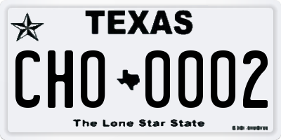 TX license plate CHO0002