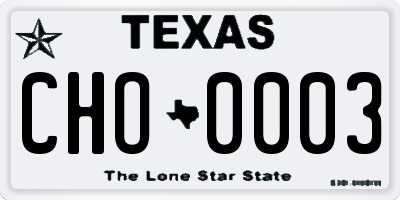 TX license plate CHO0003
