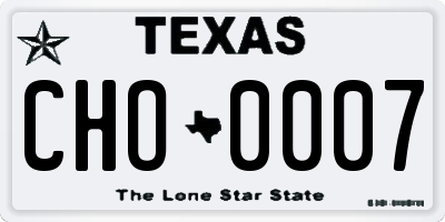 TX license plate CHO0007