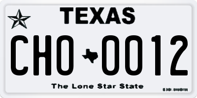 TX license plate CHO0012