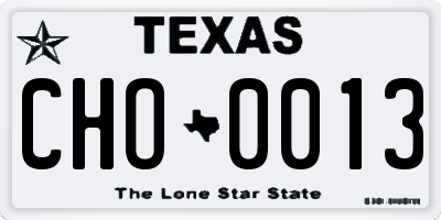 TX license plate CHO0013