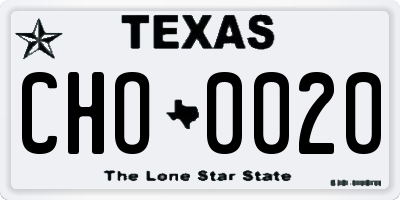 TX license plate CHO0020