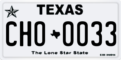 TX license plate CHO0033