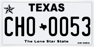 TX license plate CHO0053