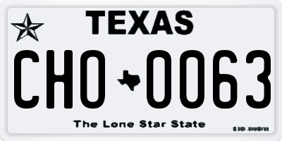 TX license plate CHO0063