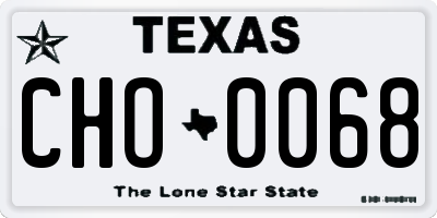 TX license plate CHO0068