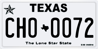 TX license plate CHO0072