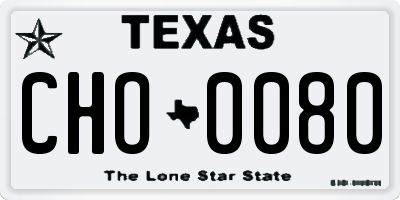 TX license plate CHO0080