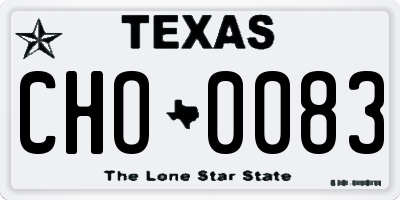 TX license plate CHO0083
