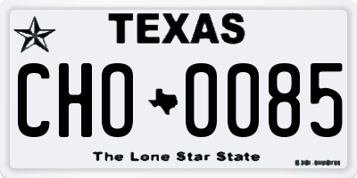 TX license plate CHO0085
