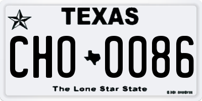 TX license plate CHO0086