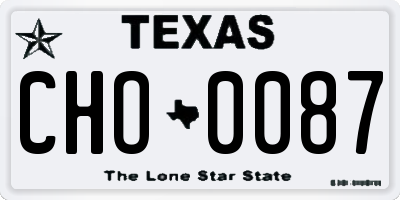 TX license plate CHO0087