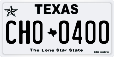 TX license plate CHO0400