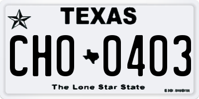 TX license plate CHO0403