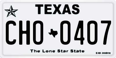 TX license plate CHO0407