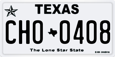 TX license plate CHO0408