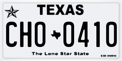 TX license plate CHO0410