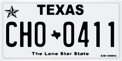 TX license plate CHO0411