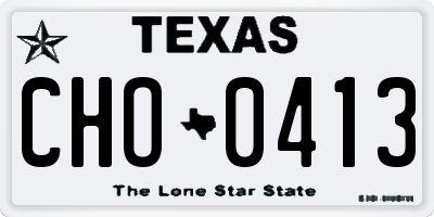 TX license plate CHO0413
